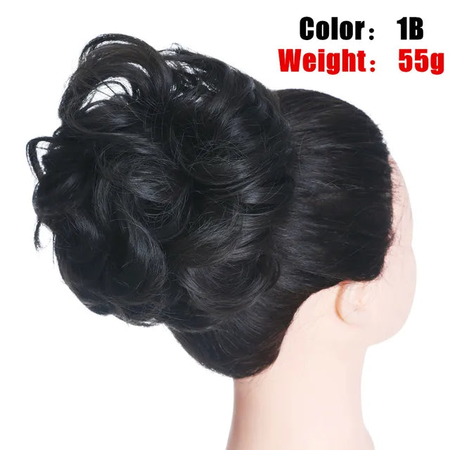 Messy Hair Bun ElasticSynthetic Scrunchie Hairpieces for Women Chignon Updo Donut Curly Hair Rope Rubber Band Wrap Ponytail - MONA HAIR 
