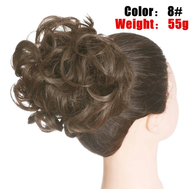 Messy Hair Bun ElasticSynthetic Scrunchie Hairpieces for Women Chignon Updo Donut Curly Hair Rope Rubber Band Wrap Ponytail - MONA HAIR 