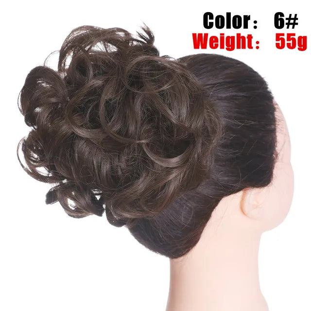 Messy Hair Bun ElasticSynthetic Scrunchie Hairpieces for Women Chignon Updo Donut Curly Hair Rope Rubber Band Wrap Ponytail - MONA HAIR 