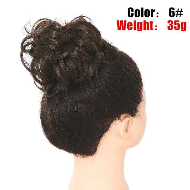 Messy Hair Bun ElasticSynthetic Scrunchie Hairpieces for Women Chignon Updo Donut Curly Hair Rope Rubber Band Wrap Ponytail - MONA HAIR 