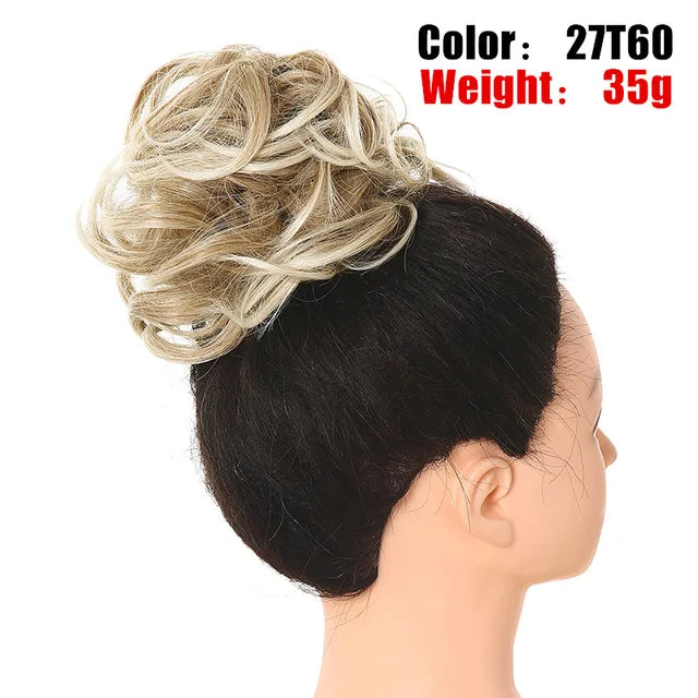 Messy Hair Bun ElasticSynthetic Scrunchie Hairpieces for Women Chignon Updo Donut Curly Hair Rope Rubber Band Wrap Ponytail - MONA HAIR 