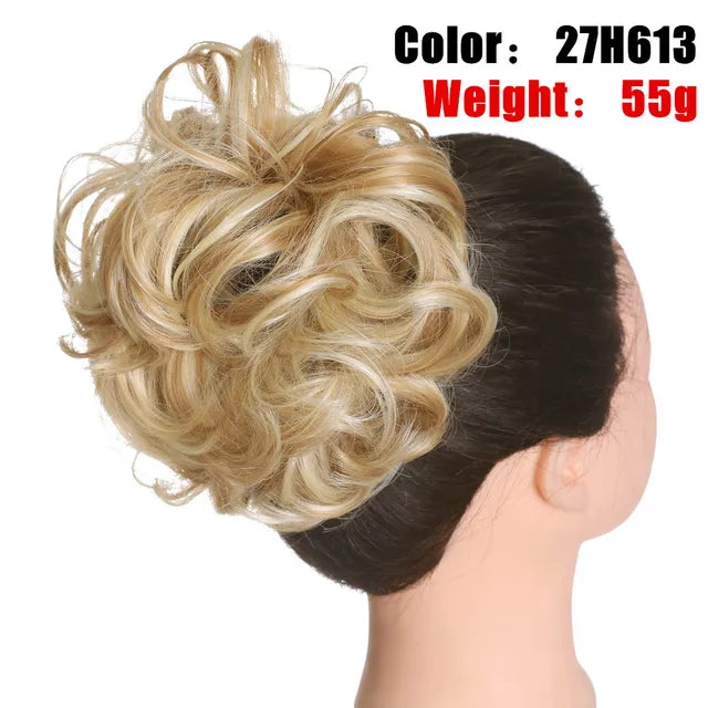 Messy Hair Bun ElasticSynthetic Scrunchie Hairpieces for Women Chignon Updo Donut Curly Hair Rope Rubber Band Wrap Ponytail - MONA HAIR 