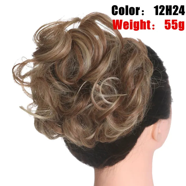 Messy Hair Bun ElasticSynthetic Scrunchie Hairpieces for Women Chignon Updo Donut Curly Hair Rope Rubber Band Wrap Ponytail - MONA HAIR 