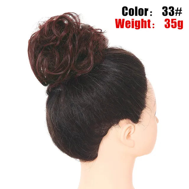 Messy Hair Bun ElasticSynthetic Scrunchie Hairpieces for Women Chignon Updo Donut Curly Hair Rope Rubber Band Wrap Ponytail - MONA HAIR 