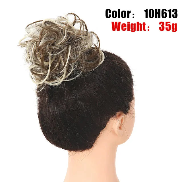 Messy Hair Bun ElasticSynthetic Scrunchie Hairpieces for Women Chignon Updo Donut Curly Hair Rope Rubber Band Wrap Ponytail - MONA HAIR 
