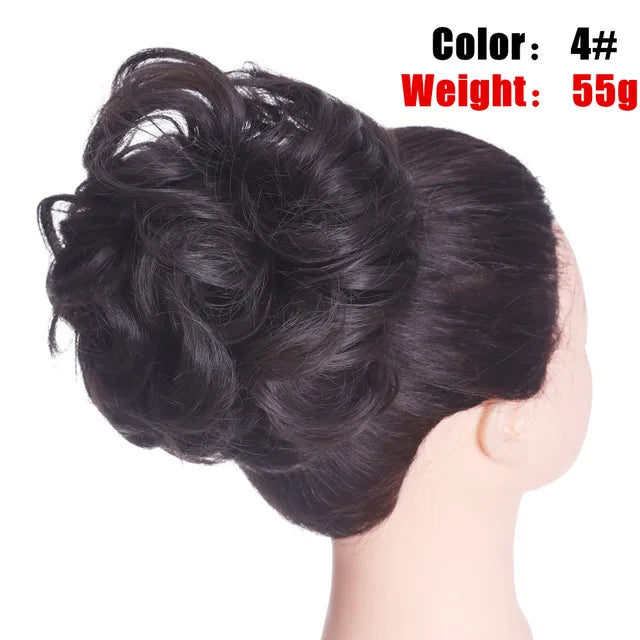 Messy Hair Bun ElasticSynthetic Scrunchie Hairpieces for Women Chignon Updo Donut Curly Hair Rope Rubber Band Wrap Ponytail - MONA HAIR 