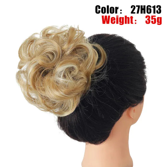 Messy Hair Bun ElasticSynthetic Scrunchie Hairpieces for Women Chignon Updo Donut Curly Hair Rope Rubber Band Wrap Ponytail - MONA HAIR 