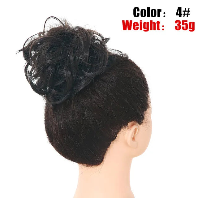 Messy Hair Bun ElasticSynthetic Scrunchie Hairpieces for Women Chignon Updo Donut Curly Hair Rope Rubber Band Wrap Ponytail - MONA HAIR 