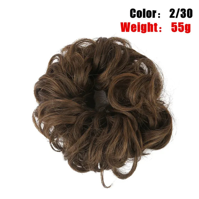 Messy Hair Bun ElasticSynthetic Scrunchie Hairpieces for Women Chignon Updo Donut Curly Hair Rope Rubber Band Wrap Ponytail - MONA HAIR 