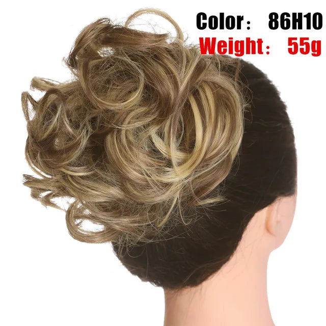 Messy Hair Bun ElasticSynthetic Scrunchie Hairpieces for Women Chignon Updo Donut Curly Hair Rope Rubber Band Wrap Ponytail - MONA HAIR 