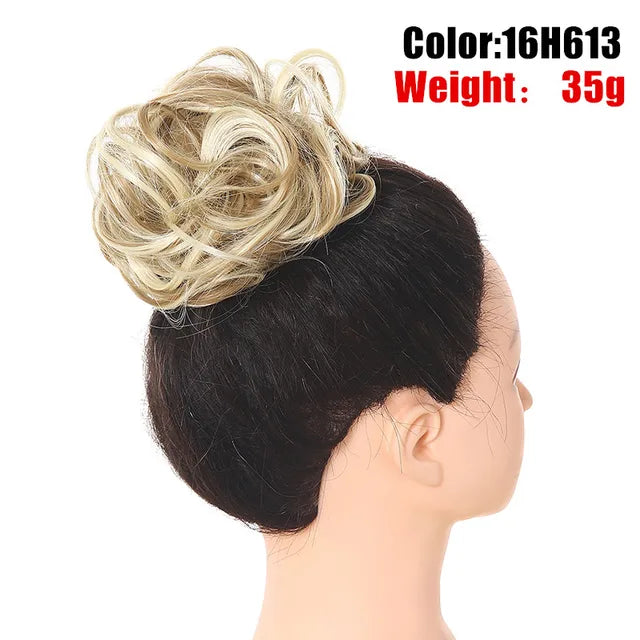 Messy Hair Bun ElasticSynthetic Scrunchie Hairpieces for Women Chignon Updo Donut Curly Hair Rope Rubber Band Wrap Ponytail - MONA HAIR 