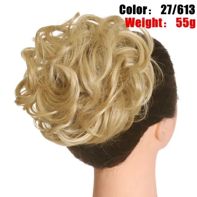 Messy Hair Bun ElasticSynthetic Scrunchie Hairpieces for Women Chignon Updo Donut Curly Hair Rope Rubber Band Wrap Ponytail - MONA HAIR 