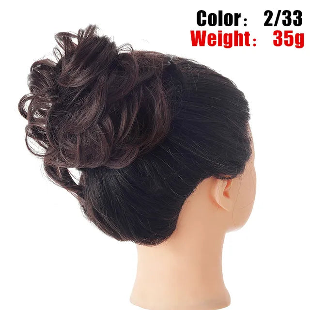 Messy Hair Bun ElasticSynthetic Scrunchie Hairpieces for Women Chignon Updo Donut Curly Hair Rope Rubber Band Wrap Ponytail - MONA HAIR 