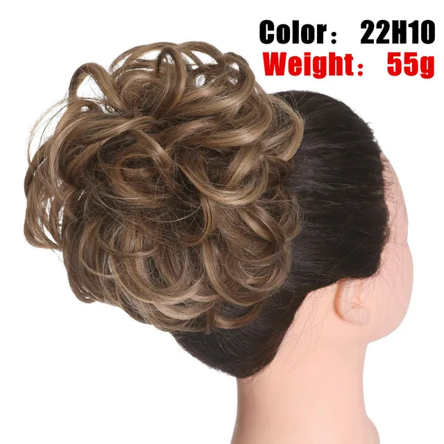 Messy Hair Bun ElasticSynthetic Scrunchie Hairpieces for Women Chignon Updo Donut Curly Hair Rope Rubber Band Wrap Ponytail - MONA HAIR 