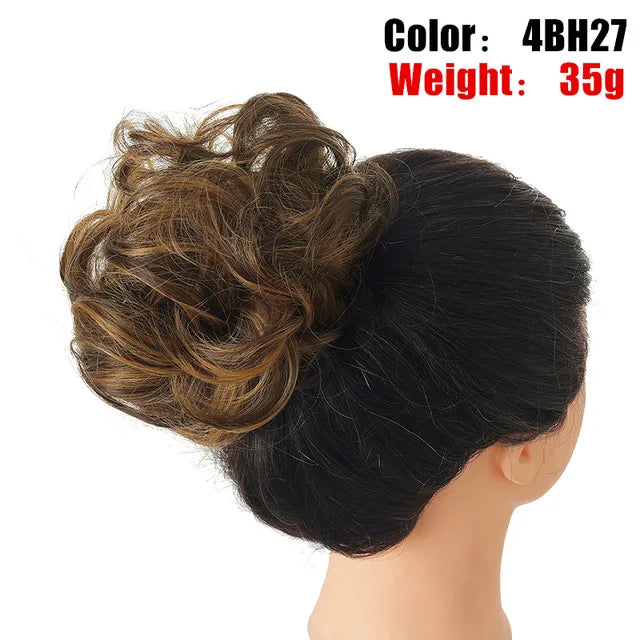 Messy Hair Bun ElasticSynthetic Scrunchie Hairpieces for Women Chignon Updo Donut Curly Hair Rope Rubber Band Wrap Ponytail - MONA HAIR 