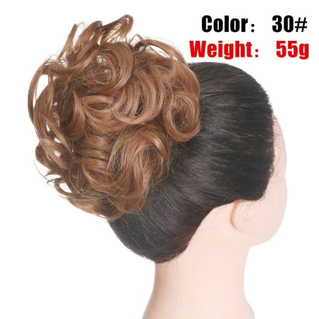 Messy Hair Bun ElasticSynthetic Scrunchie Hairpieces for Women Chignon Updo Donut Curly Hair Rope Rubber Band Wrap Ponytail - MONA HAIR 