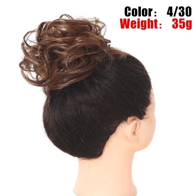 Messy Hair Bun ElasticSynthetic Scrunchie Hairpieces for Women Chignon Updo Donut Curly Hair Rope Rubber Band Wrap Ponytail - MONA HAIR 