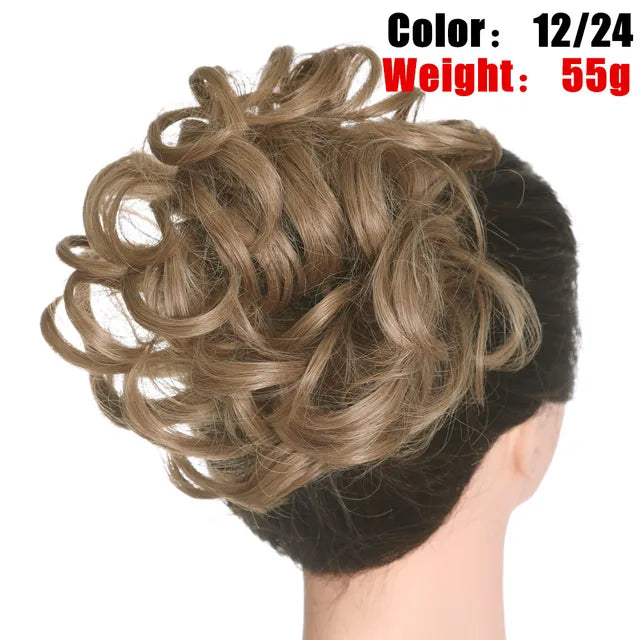 Messy Hair Bun ElasticSynthetic Scrunchie Hairpieces for Women Chignon Updo Donut Curly Hair Rope Rubber Band Wrap Ponytail - MONA HAIR 