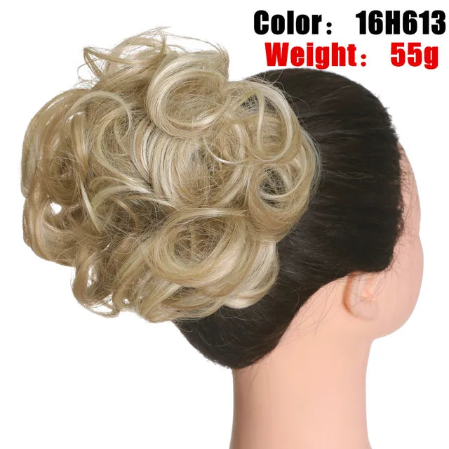 Messy Hair Bun ElasticSynthetic Scrunchie Hairpieces for Women Chignon Updo Donut Curly Hair Rope Rubber Band Wrap Ponytail - MONA HAIR 