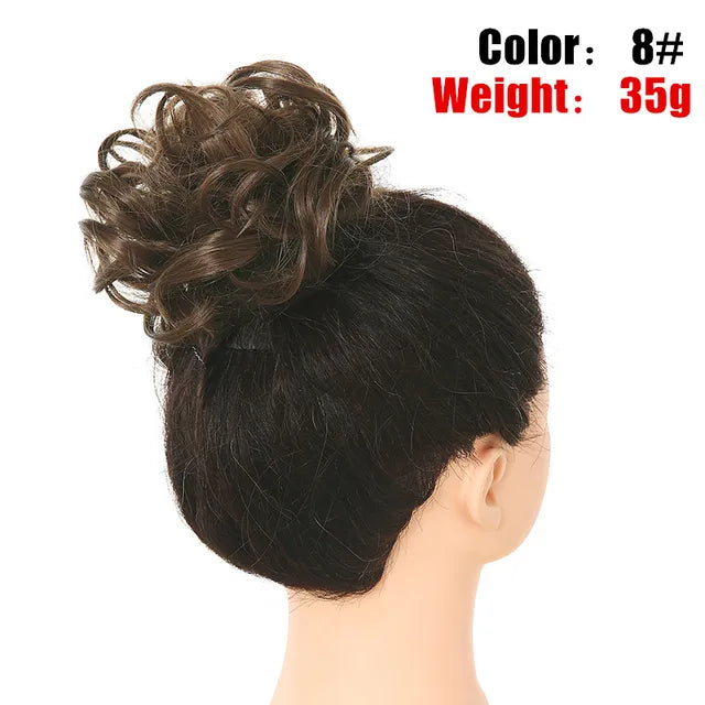 Messy Hair Bun ElasticSynthetic Scrunchie Hairpieces for Women Chignon Updo Donut Curly Hair Rope Rubber Band Wrap Ponytail - MONA HAIR 