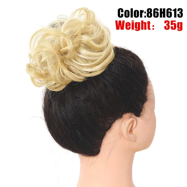 Messy Hair Bun ElasticSynthetic Scrunchie Hairpieces for Women Chignon Updo Donut Curly Hair Rope Rubber Band Wrap Ponytail - MONA HAIR 
