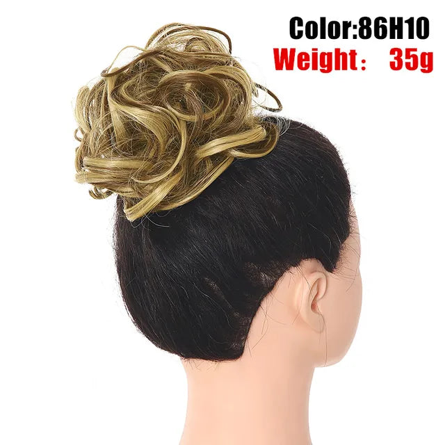 Messy Hair Bun ElasticSynthetic Scrunchie Hairpieces for Women Chignon Updo Donut Curly Hair Rope Rubber Band Wrap Ponytail - MONA HAIR 