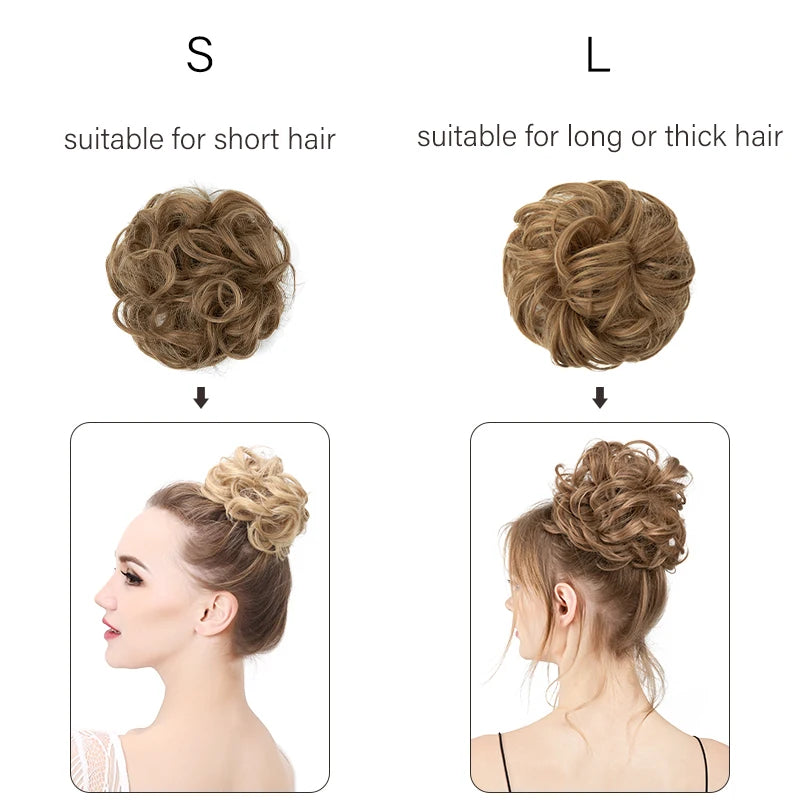 Messy Hair Bun ElasticSynthetic Scrunchie Hairpieces for Women Chignon Updo Donut Curly Hair Rope Rubber Band Wrap Ponytail - MONA HAIR 