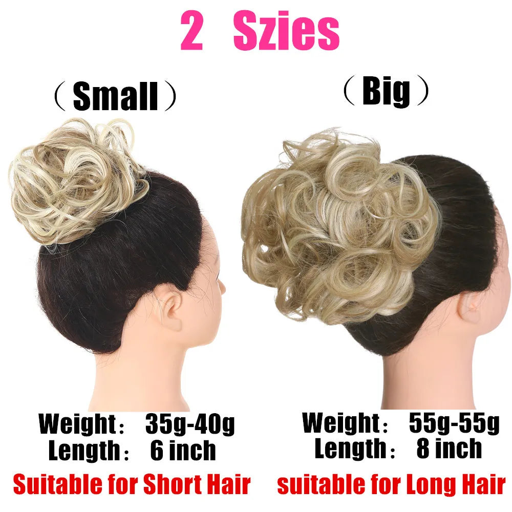 Messy Hair Bun ElasticSynthetic Scrunchie Hairpieces for Women Chignon Updo Donut Curly Hair Rope Rubber Band Wrap Ponytail - MONA HAIR 