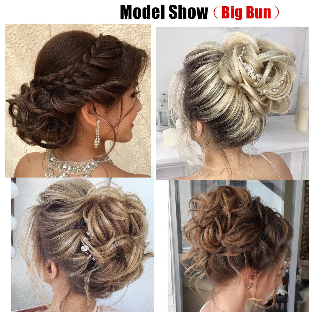 Messy Hair Bun ElasticSynthetic Scrunchie Hairpieces for Women Chignon Updo Donut Curly Hair Rope Rubber Band Wrap Ponytail - MONA HAIR 
