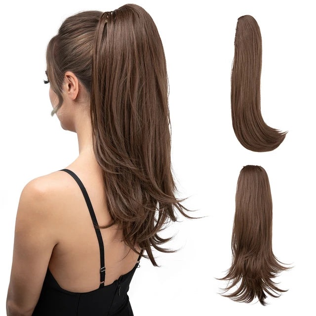 MONA PREMIUM QUALITY 
Premium Synthetic Claw Clip In Ponytail Long Hairpiece Natural Wavy  Hair Extensions Fake Daliy Pigtail  For Women P024 - MONA HAIR 