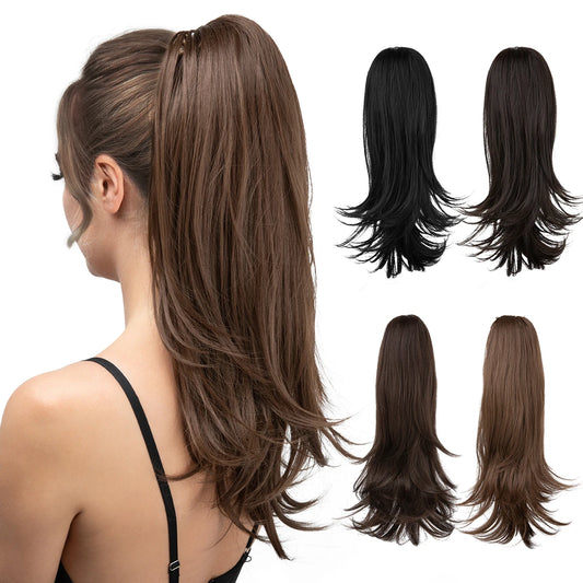 MONA PREMIUM QUALITY 
Premium Synthetic Claw Clip In Ponytail Long Hairpiece Natural Wavy  Hair Extensions Fake Daliy Pigtail  For Women P024 - MONA HAIR 