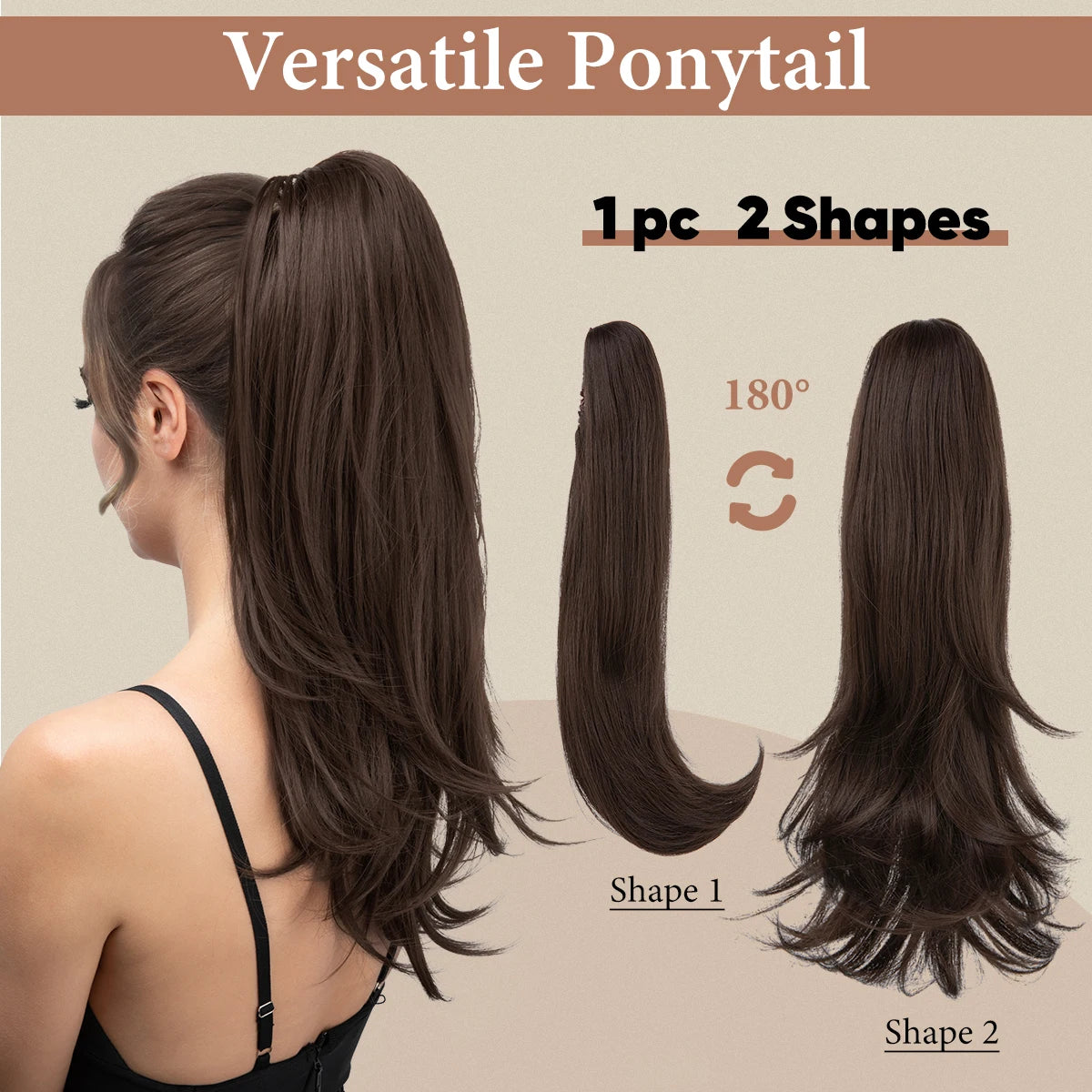 MONA PREMIUM QUALITY 
Premium Synthetic Claw Clip In Ponytail Long Hairpiece Natural Wavy  Hair Extensions Fake Daliy Pigtail  For Women P024 - MONA HAIR 