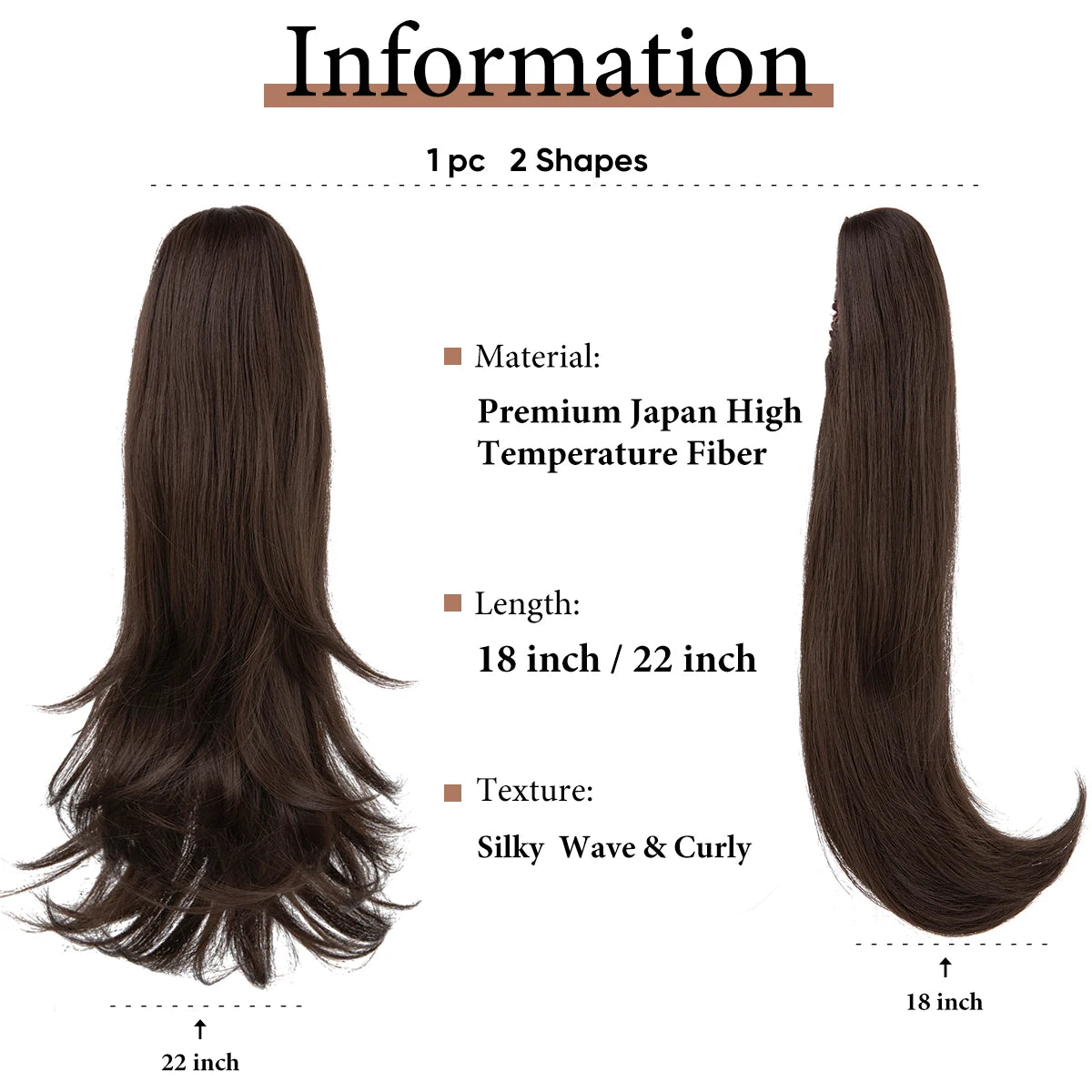 MONA PREMIUM QUALITY 
Premium Synthetic Claw Clip In Ponytail Long Hairpiece Natural Wavy  Hair Extensions Fake Daliy Pigtail  For Women P024 - MONA HAIR 