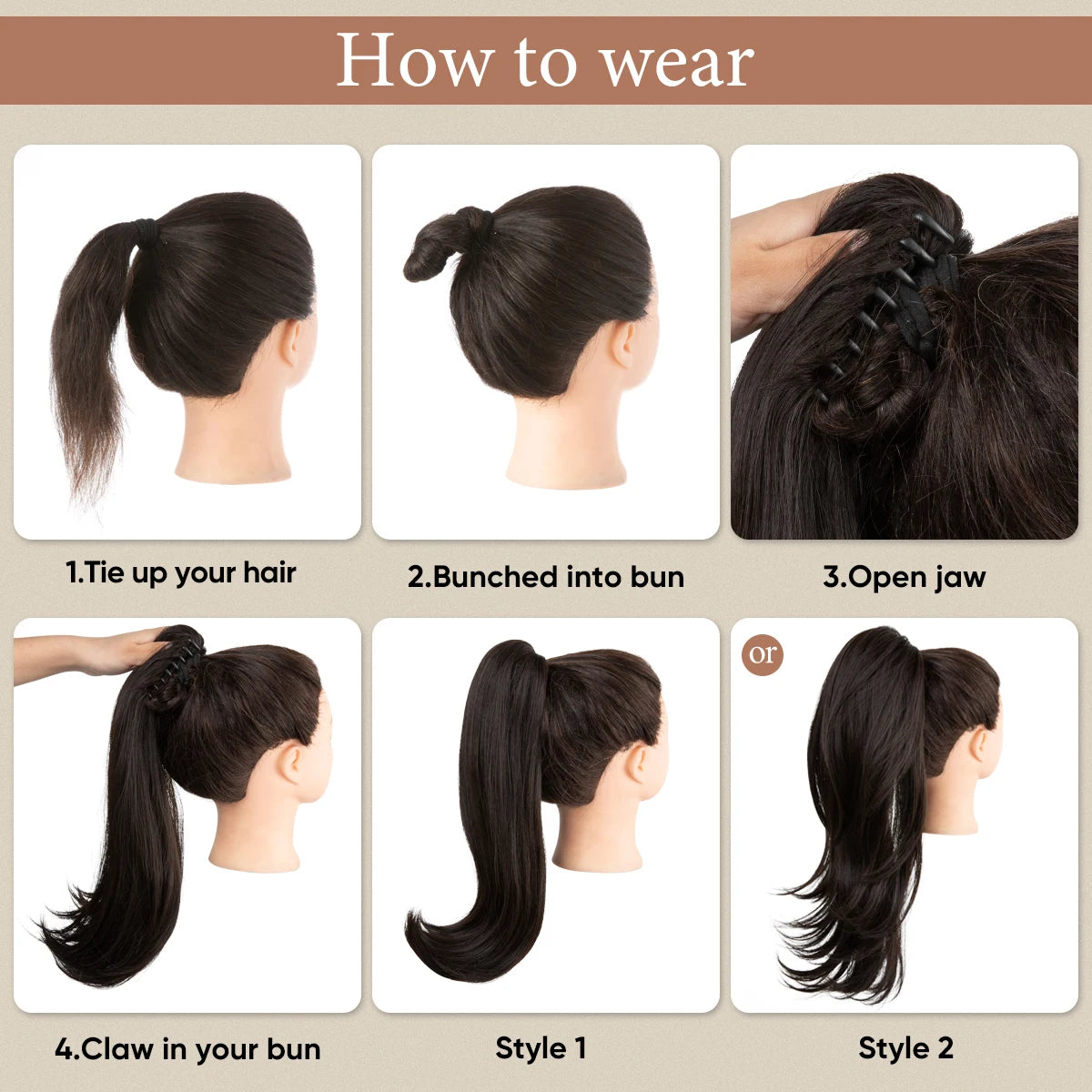 MONA PREMIUM QUALITY 
Premium Synthetic Claw Clip In Ponytail Long Hairpiece Natural Wavy  Hair Extensions Fake Daliy Pigtail  For Women P024 - MONA HAIR 