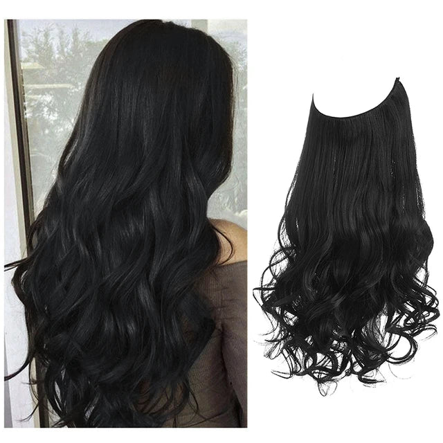 Premium Synthetic Clips In Natural Daily Wear Hair Extension Ombre One Piece Long Wave Invisible Wire False Hair Piece For Women - MONA HAIR 