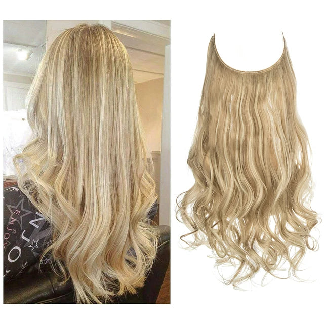 Premium Synthetic Clips In Natural Daily Wear Hair Extension Ombre One Piece Long Wave Invisible Wire False Hair Piece For Women - MONA HAIR 