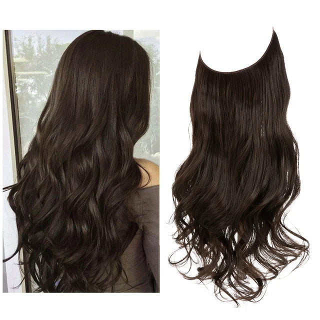 Premium Synthetic Clips In Natural Daily Wear Hair Extension Ombre One Piece Long Wave Invisible Wire False Hair Piece For Women - MONA HAIR 