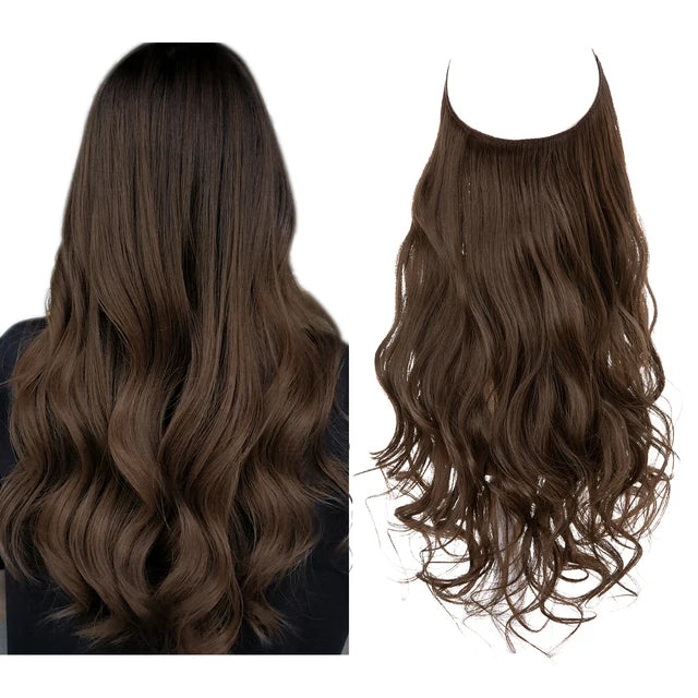 Premium Synthetic Clips In Natural Daily Wear Hair Extension Ombre One Piece Long Wave Invisible Wire False Hair Piece For Women - MONA HAIR 