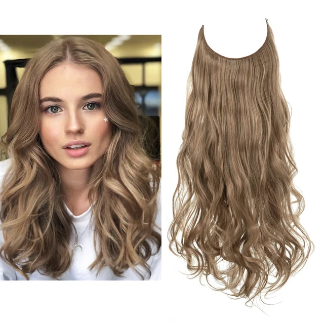 Premium Synthetic Clips In Natural Daily Wear Hair Extension Ombre One Piece Long Wave Invisible Wire False Hair Piece For Women - MONA HAIR 