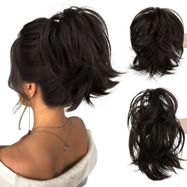Premium Synthetic Claw Clip In Ponytail Extension Daliy Hairpiece Hair Bun Fake Blonde Hair False Pigtail for Women P025 - MONA HAIR 
