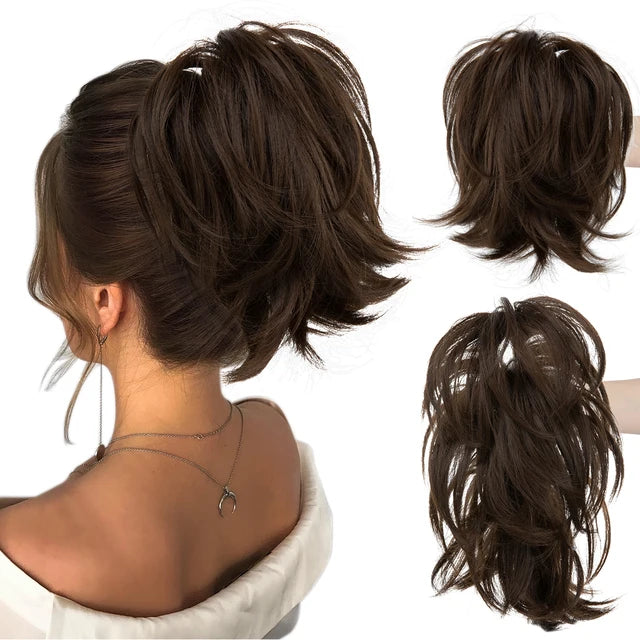 Premium Synthetic Claw Clip In Ponytail Extension Daliy Hairpiece Hair Bun Fake Blonde Hair False Pigtail for Women P025 - MONA HAIR 