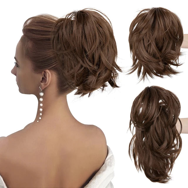 Premium Synthetic Claw Clip In Ponytail Extension Daliy Hairpiece Hair Bun Fake Blonde Hair False Pigtail for Women P025 - MONA HAIR 