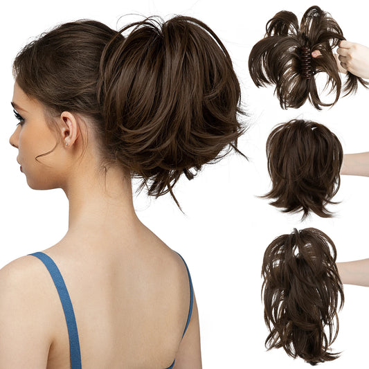Premium Synthetic Claw Clip In Ponytail Extension Daliy Hairpiece Hair Bun Fake Blonde Hair False Pigtail for Women P025 - MONA HAIR 