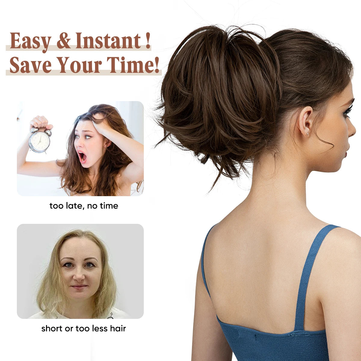 Premium Synthetic Claw Clip In Ponytail Extension Daliy Hairpiece Hair Bun Fake Blonde Hair False Pigtail for Women P025 - MONA HAIR 
