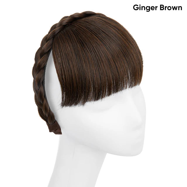 Premium Synthetic Natural Hair Blunt Fringe Without Long Sides Fake Braid Headband Bangs Daily Hair Bang Extension For Women B11 - MONA HAIR 