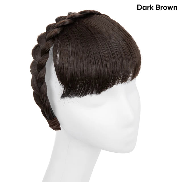 Premium Synthetic Natural Hair Blunt Fringe Without Long Sides Fake Braid Headband Bangs Daily Hair Bang Extension For Women B11 - MONA HAIR 
