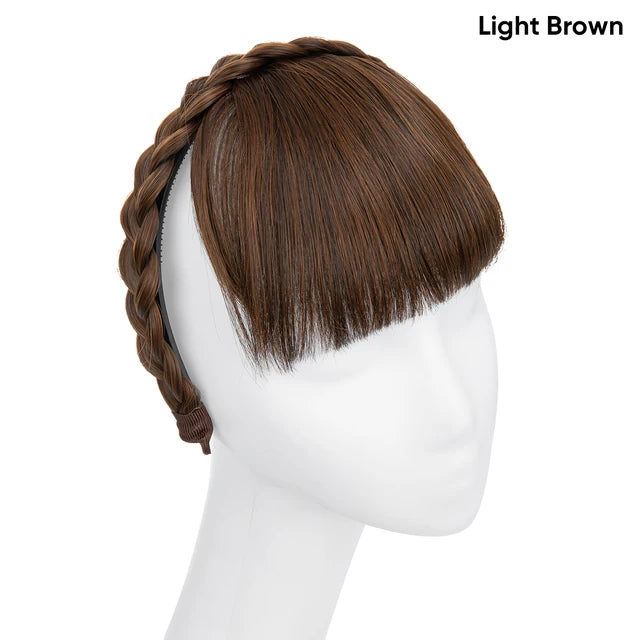 Premium Synthetic Natural Hair Blunt Fringe Without Long Sides Fake Braid Headband Bangs Daily Hair Bang Extension For Women B11 - MONA HAIR 