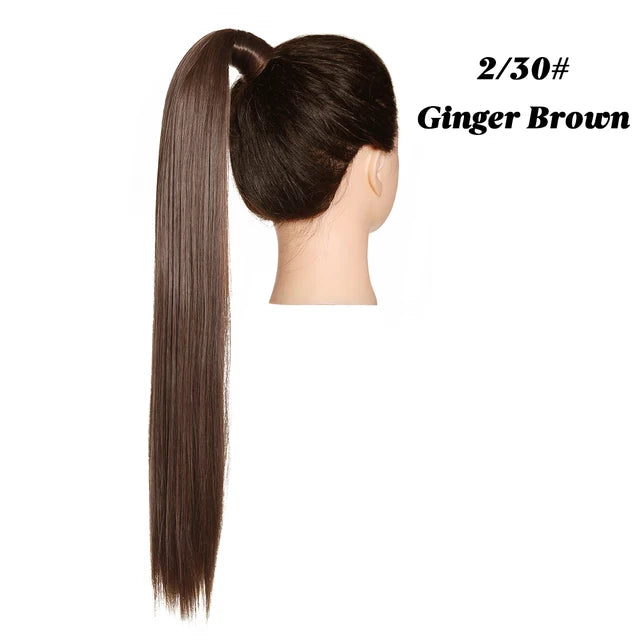 Premium Synthetic Straight Daily Ponytail Hair Extension Clip in Hairpiece  Smooth Overhead Pony Tail Wrap Around Pigtail P001 - MONA HAIR 