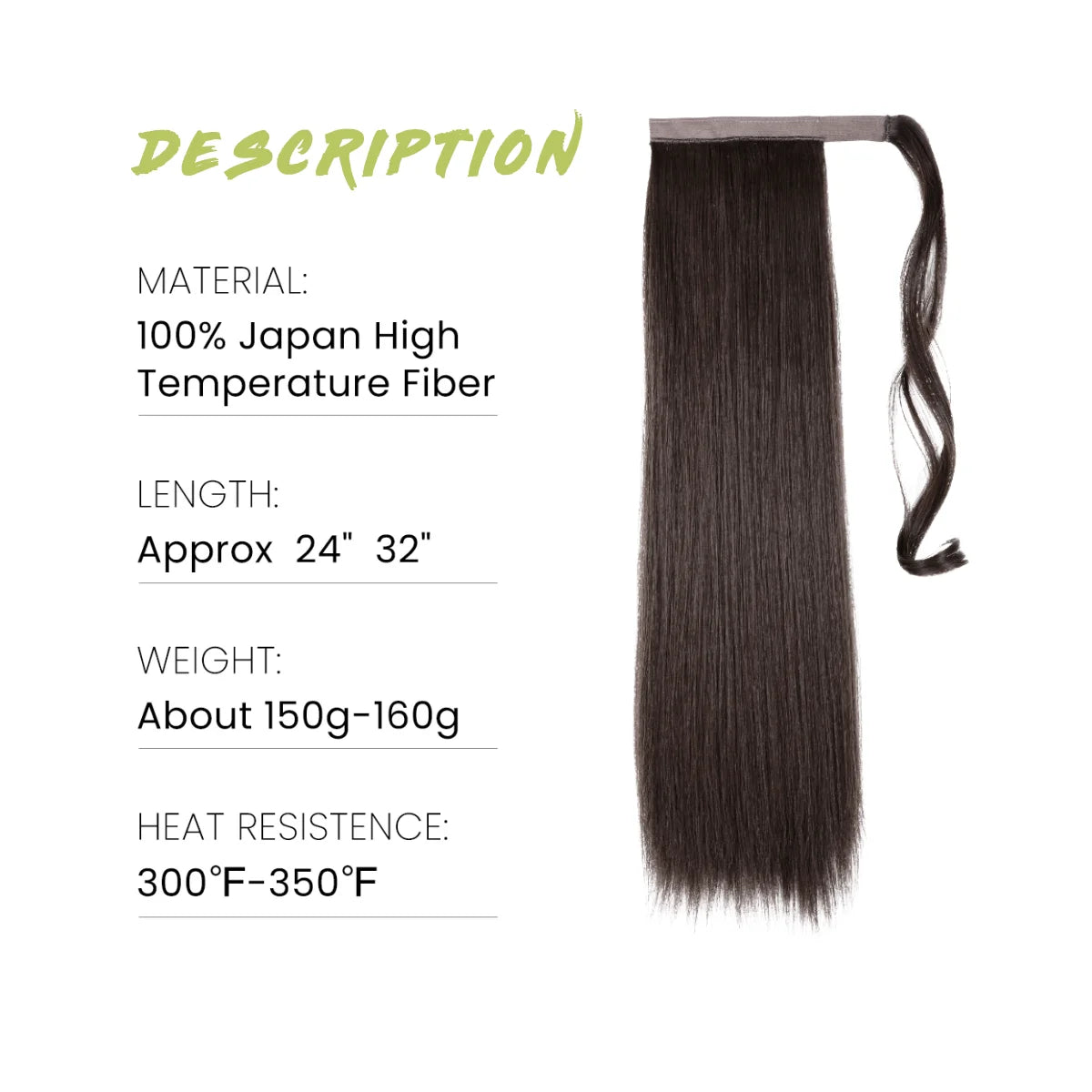 Premium Synthetic Straight Daily Ponytail Hair Extension Clip in Hairpiece  Smooth Overhead Pony Tail Wrap Around Pigtail P001 - MONA HAIR 