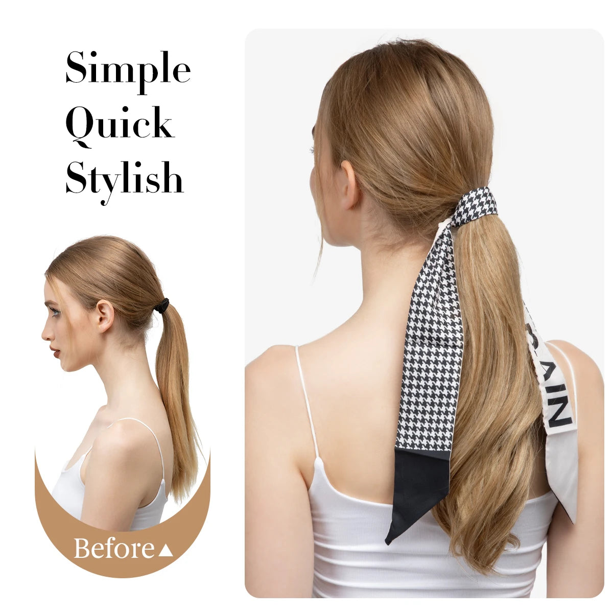Premium Synthetic Wavy Clip in Ponytail With Hair Band Hair Extension Fake Hairpiece Blonde Wrap Around Pigtail Smooth Pony Tail - MONA HAIR 